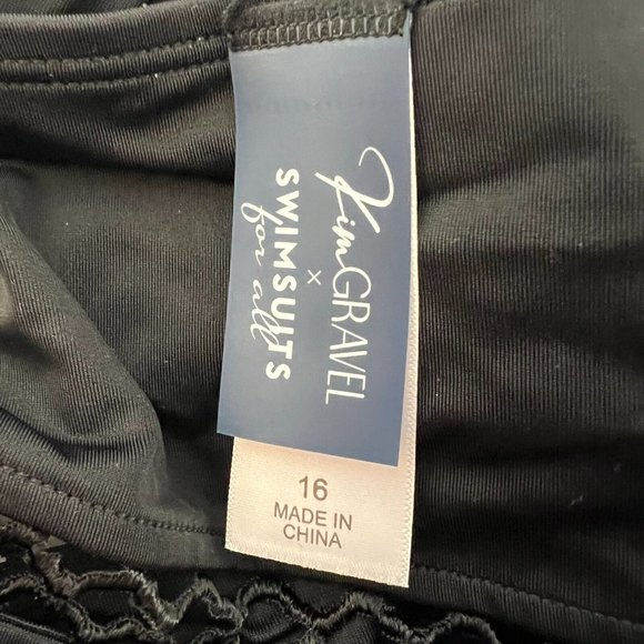 Kim Gravel x Swimsuits For All 16 ~Lattice One-Piece Swimsuit Onyx Black A588734 - Picture 2 of 6